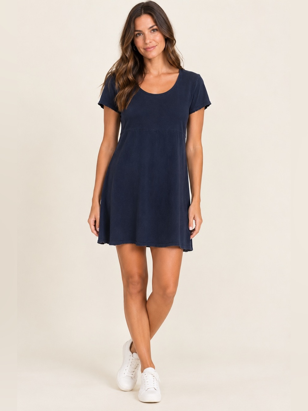 Fresh Produce Scoop Neck Empire Waist A-line Mini Dress Women M Black